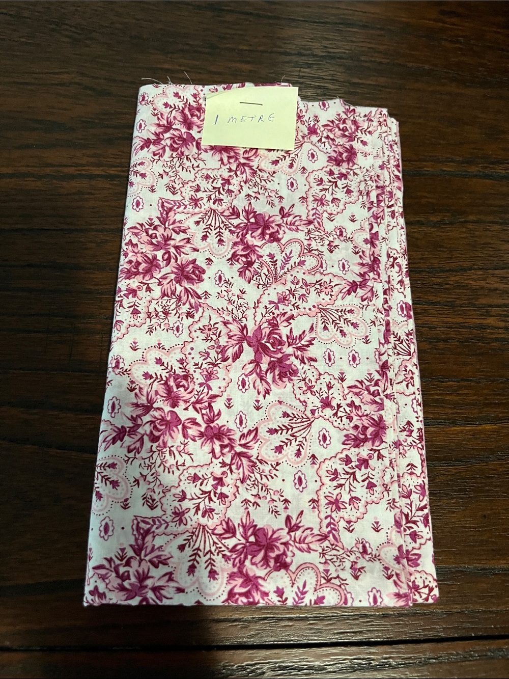 Sewing Fabric for Quilting. Crafts White and Pink Floral Vintage Pattern